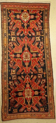 Adler Kazak antik, Kaukasus, um 1900, Wolleauf Wolle, ca. 275 x 116 cm, EHZ: 3, (gereinigt)