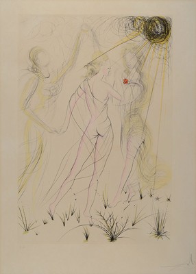 Salvador Dali, 1904-1989, Farblithografie, Erstausgabe, im Passepartout, unter Glas gerahmt, ca.51x71cm/80x60cm