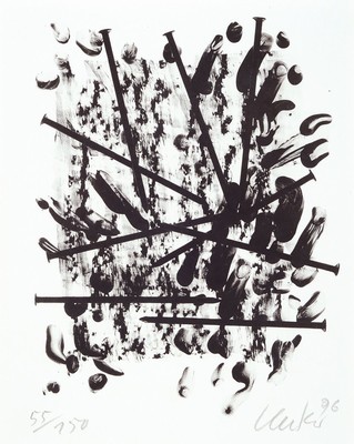 Günther Uecker, geb. 1930, Lithographie, handsigniert und dat. 96, num. 55/150, ca. 32x25cm, u.Gl., R.