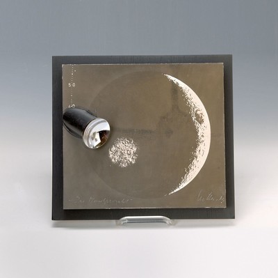 Adolf Luther, 1912-1990, Das Mondprojekt, Multiple, collagiert mit Metall, signiert, ca. 7x30x27cm, leichte Altersspuren