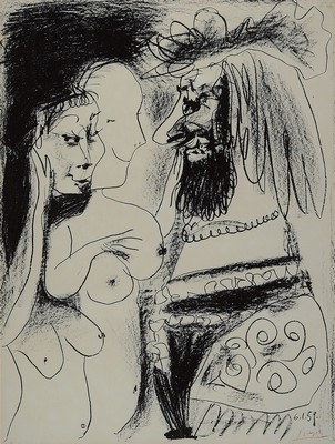 Pablo Picasso, 1881 - 1973, "Le Vieux Roi", Lithographie auf Papier, 1959, Bloch 869, schwach gebräuntes Papier, mit rotem Namenszug und ...