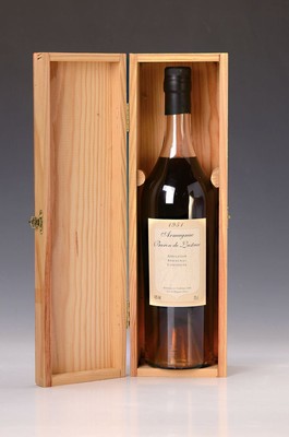 1 Flasche Armagnac 1951, Baron de Lustrac, 70cl, 40% Vol., orig. verkorkt, in Originalholzkiste