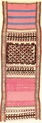 Arabatschi Zeltband-Fragment antik (Mit Seide), Turkmenistan, 19.Jhd., Wolle mit Seide, ca. 116 x 40 cm, EHZ: 2-3. Sehr selten, Rarität.