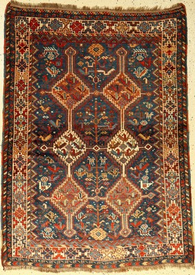 Khamseh alt (Chicken Type), Persien, um 1920, Wolle auf Wolle, ca. 137 x 102 cm, sammelwürdig, EHZ: 2-3