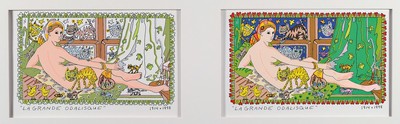 James Rizzi, 1950-2011, Lithografie, "La Grande Odalisque", dat.1814+1998, unter Glas gerahmt, gesamt ca. 88x130 cm