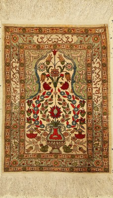 Hereke Seide Signiert, Türkei, ca. 60 Jahre, reine Naturseide, ca. 66 x 44 cm, EHZ: 2