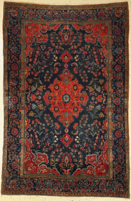 Us Re-Import Keschan antik, Persien, um 1900, Korkwolle, ca. 202 x 133 cm, EHZ: 2-3