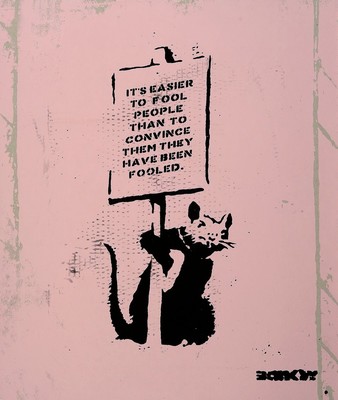 Banksy by Not Banksy, "April Fools Day Special", Siebdruck/Karton, verso sign., Stempel, num. 61/300, inkl. Zertifikat, ca. 50x42 cm