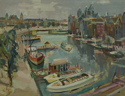 Kurt Seifert, geb. 1893 Mechau, Der Hafen von Rotterdam, Öl/Lwd, links unten signiert, ca. 50x65cm
