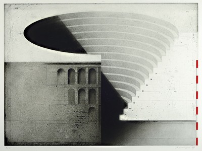 Friedrich Meckseper, geb. 1936, Radierung, signiert und dat. 87, num. 72/75, PP., 48.5 x 65 cm, unter Glas, Rahmen: 80.5 x 95 cm, auf Rahmen bez. ...