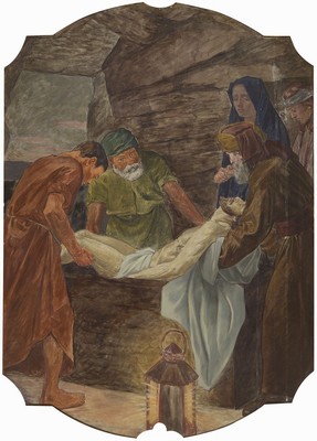 Unbekannter Künstler, deutsch, um 1880-1900, 14 Gemälde zu den Kreuzweg-Stationen, Öl/ Metall, Gemälde mit leichten Alters- und Gebr.-schäden, ...