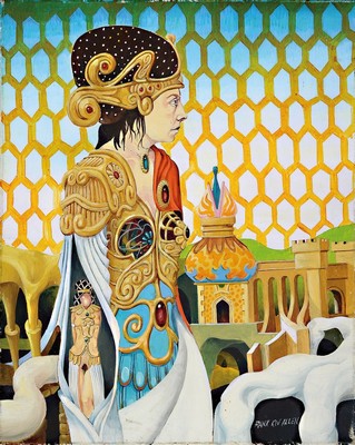 Frank Kin Allan, surrealistischer Maler 60/70er Jahre, Öl/Lwd, re. u. signiert, ca. 50 x 40 cm