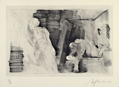 Alfred Hrdlicka, 1928-2009, Radierung, handsigniert und dat. 1972, num. 42/99, unter Glas gerahmt, Platte ca. 33x49 cm, gesamt ca. 61x75 cm