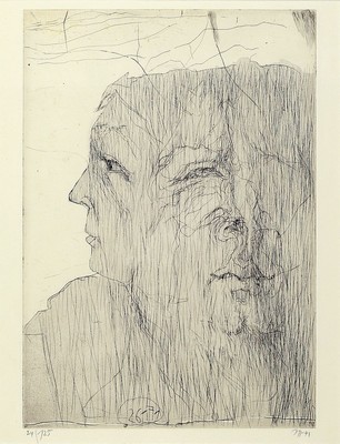 Horst Janssen, 1929-1995, Radierung, Selbstporträt, handsigniert, num. 24/125, unter Glas gerahmt, Platte ca. 30x21 cm, gesamt ca. 62x50 cm
