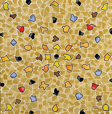 Karin Maas, geb. 1952, Messen und Ausstellungen im In- und Ausland, Titel: Kleine Kostbarkeiten, abstrakte Komposition, Acryl/Lwd, re. unten sign., ...