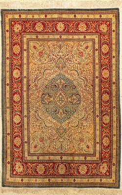 Hereke Seide fein Signiert, Türkei, ca. 60 Jahre, reine Naturseide, ca. 144 x 95 cm, ca. 1,0 Mio. Kn/qm, EHZ: 3