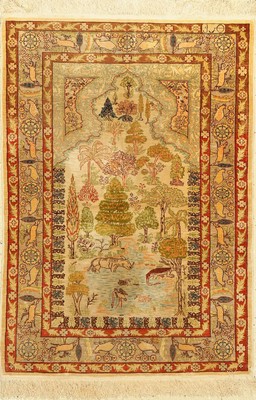 Hereke Seide fein Signiert, Türkei, ca. 50 Jahre, reine Naturseide, ca. 105 x 74 cm, ca. 800.000 Kn/qm, EHZ: 2