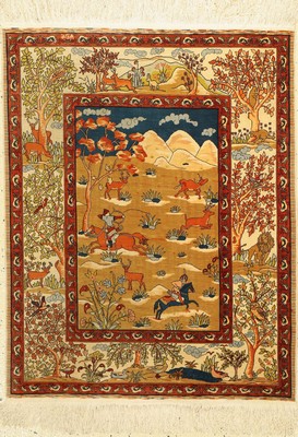 Hereke Seide fein Signiert, Türkei, ca. 50 Jahre, reine Naturseide, ca. 92 x 73 cm, ca. 1,0 Mio. Kn/qm, EHZ: 2