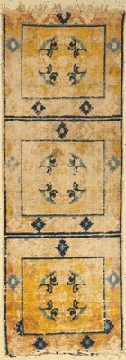 Ning Hsia Sitzmatten antik, Westchina, 18.Jhd., Wolle auf Baumwolle, ca. 168 x 58 cm,selten, EHZ: 5