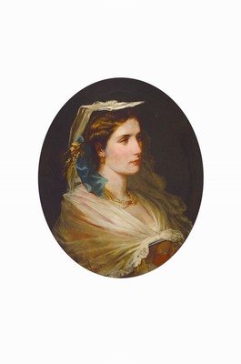 Karl Müller, 2. Hälfte 19. Jh., junge Frau mit weißer Haube, Öl/Lwd, signiert li. unten, oval, Altersspuren, ca. 64 x 54 cm, Prunkrahmen: 84 x 73 ...