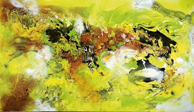 Marion Schmidt, geb. 1963 Eschwege, Grüne Kraft, Acryl/Lwd, rechts unten signiert, ca. 70x120cm