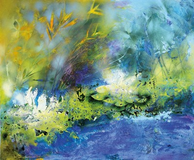 Marion Schmidt, geb. 1963 Eschwege, Waterlilies, Acryl/Lwd, links unten signiert, ca. 100x120cm