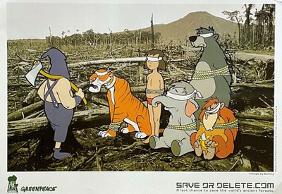 Banksy, zeitgenössischer britischer Künstler, Save or Delete, Poster für Greenpeace, Farboffset, ca. 42x59 cm