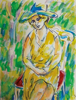 Fredo Bley, 1929 Mylau-2010 Reichenbach/Vogtland, Konvolut aus drei Arbeiten: Sitzende Frau, Gouache auf Papier, signiert; Porträt einer Frau mit ...