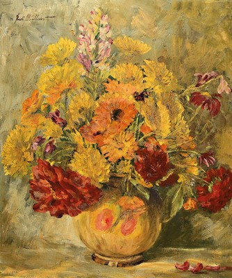 Rudi Müllers, 1895 Mannheim - 1972 Heidelberg, Stillleben, Öl/Platte, signiert, ca. 60 x 50 cm, Rahmen