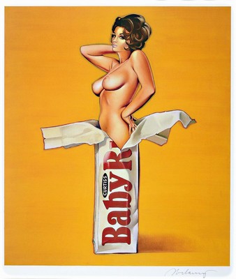 Mel Ramos, geb. 1935, Farboffset, handsigniert,"Baby Ruth", Blattgr.54 x 48 cm, unter Glas, Rahmen