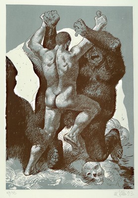 Willi Sitte, 1921 - 2013, Lithografie auf Bütten, num. 47/58, handsigniert, Abb. ca. 64 x 45 cm, unter Glas, Rahmen: 93.5 x 63 cm
