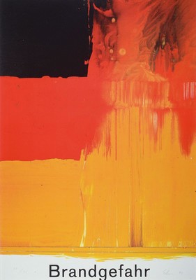 Ulrich Erben, geb. 1940, Offset, Brandgefahr, num. 20/35, handsigniert, aus 1994, ca. 84 x 59 cm, Rahmen: 85 x 60 cm