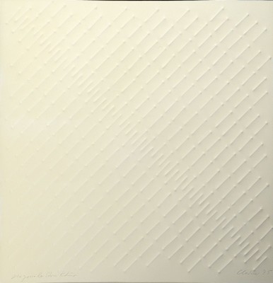 Günther Uecker, geb. 1938, Prägedruck auf Büttenpapier, seltene diagonale Nagelprägung des Künstler, links unten ist das Werk betitelt ...