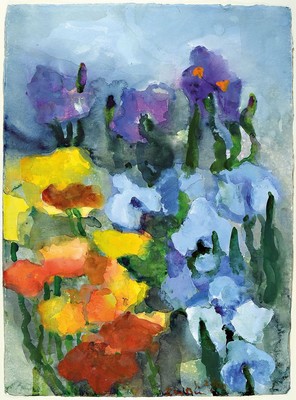 Klaus Fußmann, geb. 1938, Velbert, Aquarell auf Karton, sign., dat. 2000, unter Glas gerahmt, Motiv ca. 76x56 cm, gesamt ca. 110x88 cm