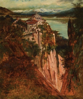 Otto Gustav Adolf Lasius, 1866-1933 Zürich, Ansicht aus Lugano, Öl/Lwd, rechts unten signiert Otto Lasius Lugano 1927, ca. 65x55cm, R. ca. 81x71cm