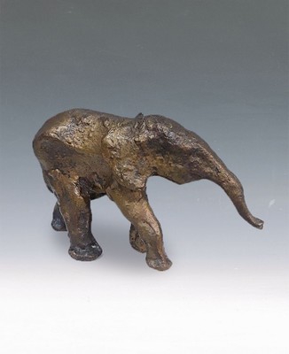 Hans Schröder, 1930-2010 Saarbrücken, schreitender Elefant, Bronzeguß, H. ca. 8cm, L. ca. 13cm