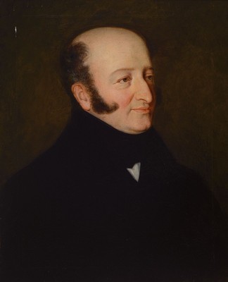 Unbekannter Künstler, deutsch, um 1820-30, Porträt eines Mannes, nach rechts blickend, Öl/Lwd, rest., doubliert, ca. 51x41cm, R. ca. 56x46cm