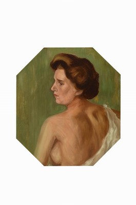 Hans Heinrich Christiansen, 1866 Flensburg-1945 Wiesbaden, Die Frau des Künstlers, rückseitig bezeichnet, betitelt und gestempelt, Öl/Malkarton, ...