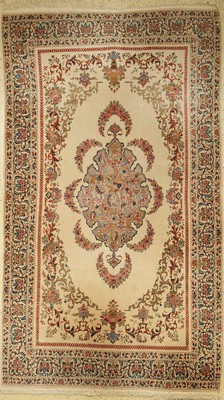 Feiner Ghom Kork mit Seide, Persien, alt, um 1950, Korkwolle mit Seide, ca. 244 x 141 cm, dekorativ, EHZ: 4