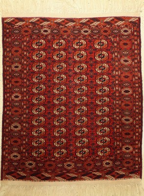 Feiner Tekke Bochara alt, Turkmenistan, um 1940, Wolle auf Wolle, ca. 163 x 135 cm, feineQualität, original Abschlüße, EHZ: 2-3