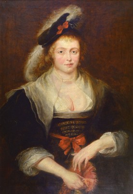 Kopist, 2. Hälfte 19. Jh., nach einem Gemälde von Peter Paul Rubens, Porträt der Helene Fourment, Öl/Lwd, unsigniert, ca. 97 x 68 cm, Rahmen: 116 ...
