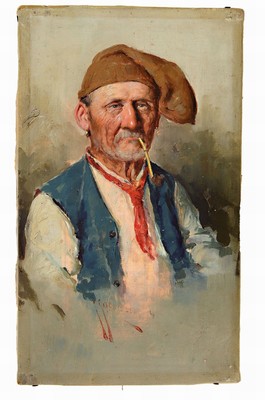 Guiseppe Giardello, Italien, 19. Jh., Bauer mit Pfeife, Öl/Lwd, signiert, ca. 29 x 17 cm