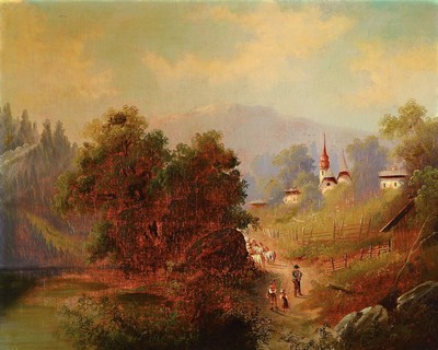 G. Melzer, Spätromantischer Maler, 2. Hälfte 19. Jh., Partie bei Amstetten, Öl/Lwd, signiert, ca.55 x 68 cm, Rahmen