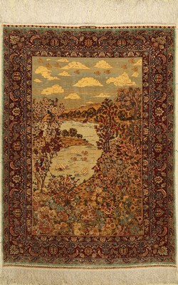 Hereke Seide fein Signiert, Türkei, ca. 50 Jahre, reine Naturseide, ca. 142 x 103 cm, ca.1,0 Mio. Kn/qm, EHZ: 2-3