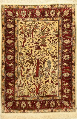 Hereke Seide fein Signiert, Türkei, ca. 50 Jahre, reine Naturseide, ca. 112 x 75 cm, ca. 1,0 Mio. Kn/qm, EHZ: 2