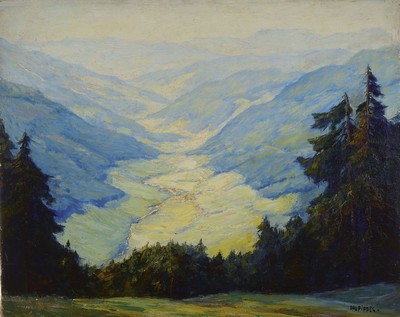 Otto Pippel, 1878 Lodz-1960 Planegg, Blick ins Wiesental vom Feldberg aus (Schwarzwald), so rückseitig betitelt und signiert Otto Pippel Planegg, ...