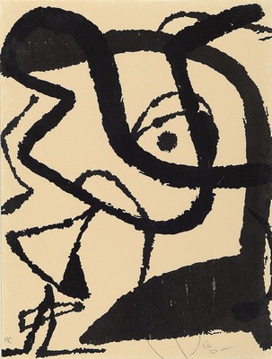 Joan Miro, geb. 1893-1983, Lithografie, handsign.num. HC, ohne Glas gerahmt, R.gesamt ca. 70X53 cm