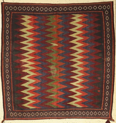 Großer Afshar Sofreh alt, Persien, um 1930,Wolle auf Wolle, ca. 145 x 145 cm, EHZ: 2-3
