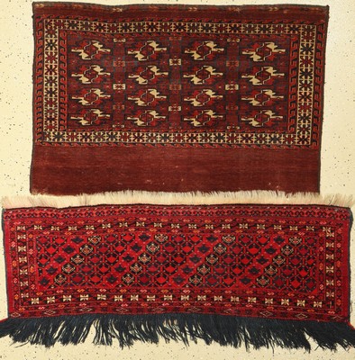 Konvolut aus Saryk Jollar und Yomut Tschowal antik, Turkmenistan, 19. Jhd, Wolle auf Wolle EHZ: 2-3.(sammelwürdig)
