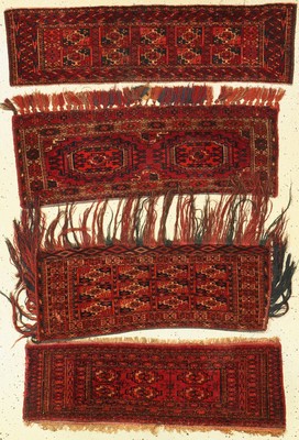 (4 Lots) Tekke Torba antik, Turkmenistan, Ende 19.Jhd., Wolle auf Wolle, EHZ: 2-3, selten, sammelwürdig